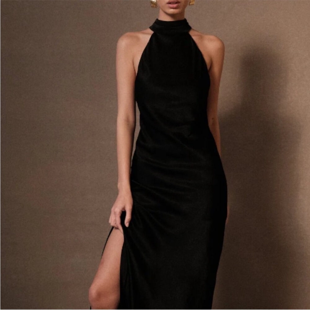Meshki Black Halter Neck Dress